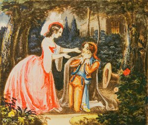 Il conte Almaviva si inginocchia davanti a sua moglie in contrizione, Atto IV, da 